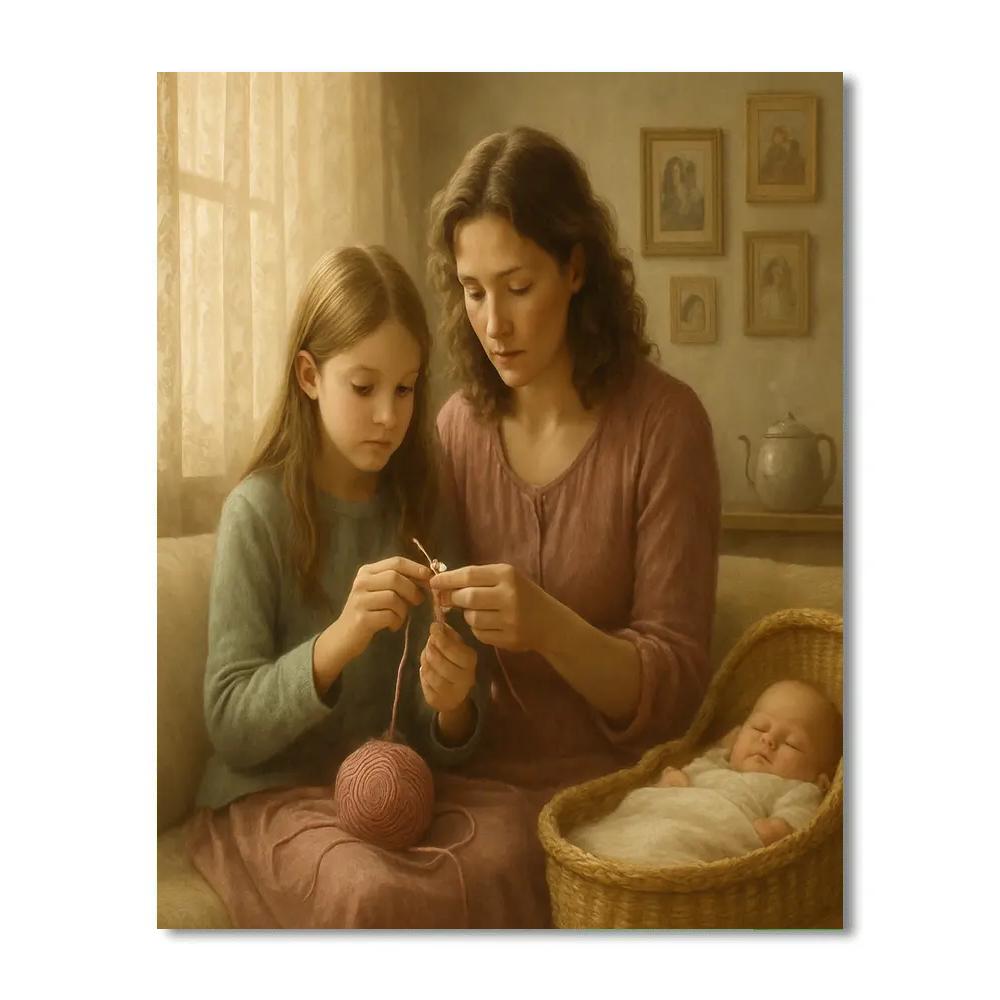 Quiet Crochet Lessons With Baby Nearby Paint by numbers kits
