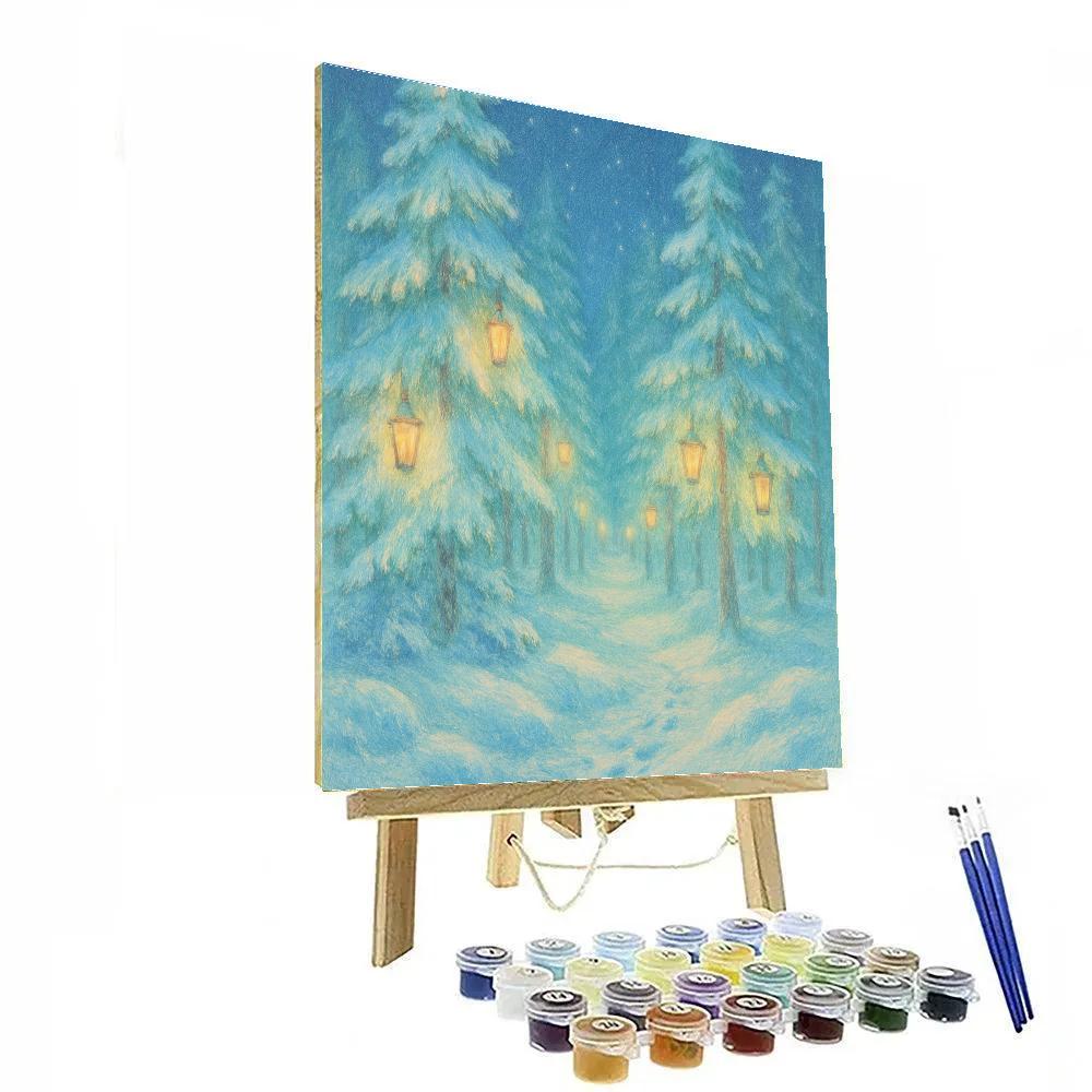 Frosted Lantern Forest paint by numbers