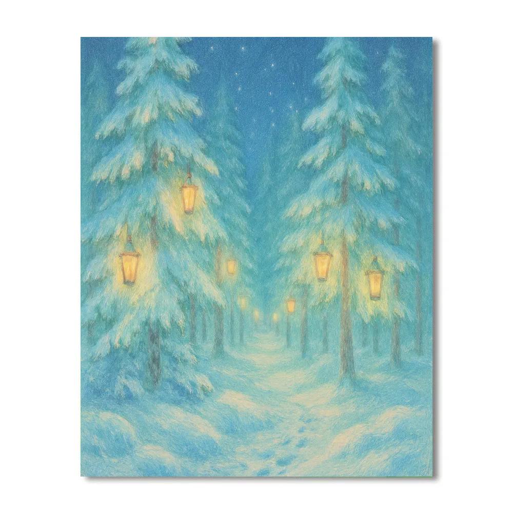 Frosted Lantern Forest paint by numbers