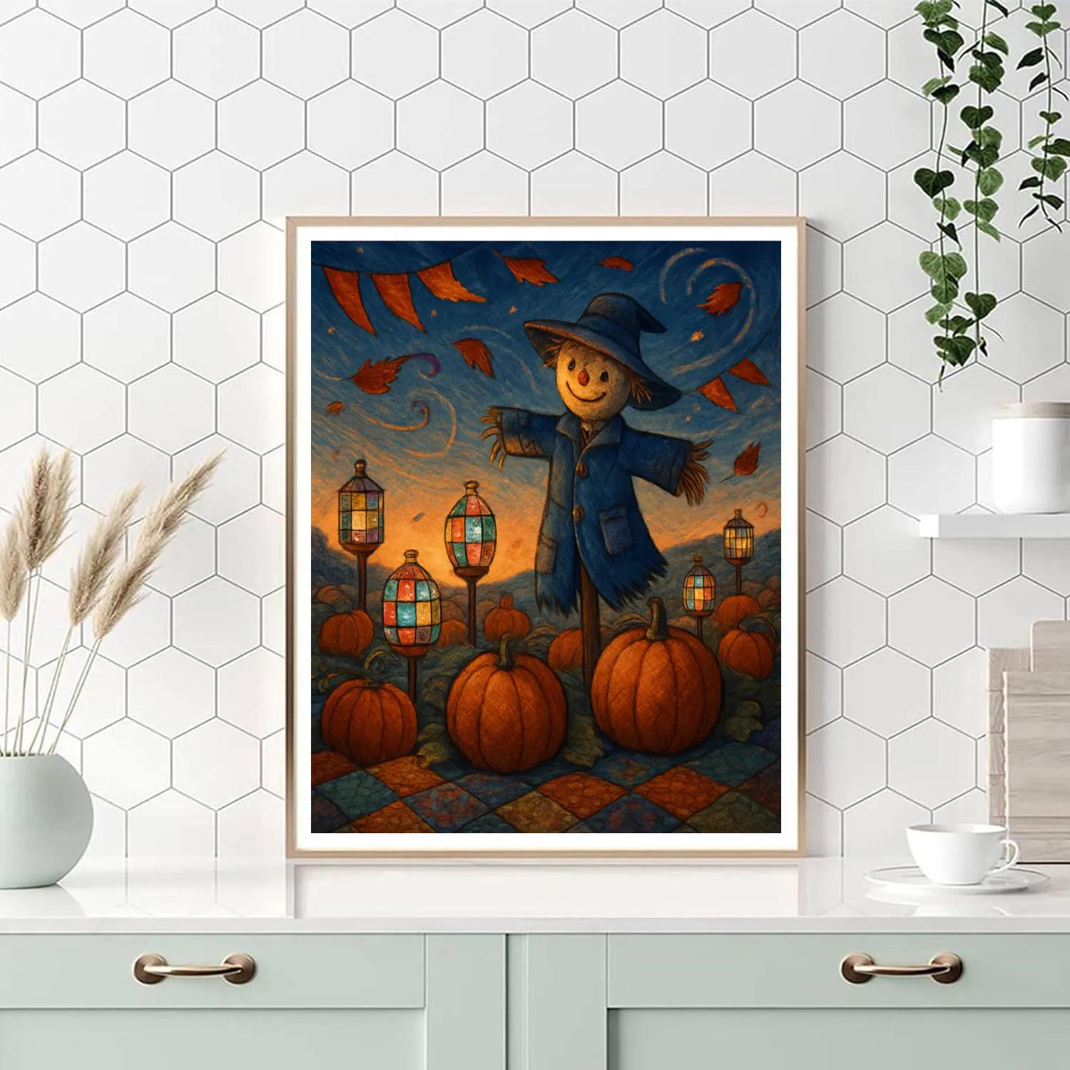 Patchwork Lantern Field Paint by numbers kits