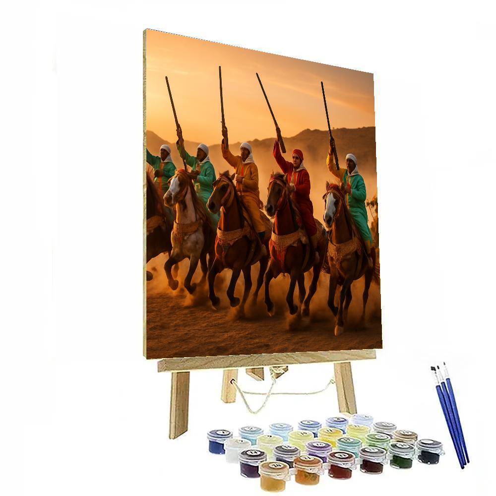 Moroccan Fantasia Horsemen Ceremony paint by number