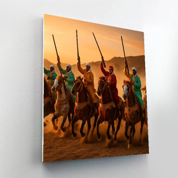 Moroccan Fantasia Horsemen Ceremony paint by number