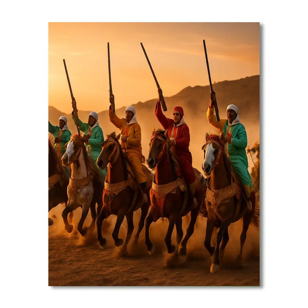 Moroccan Fantasia Horsemen Ceremony paint by number