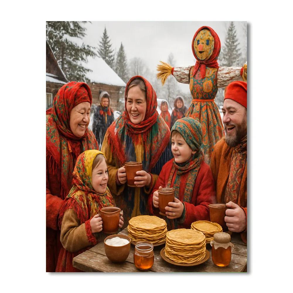 Russian Maslenitsa Pancake Festival Paint by numbers art