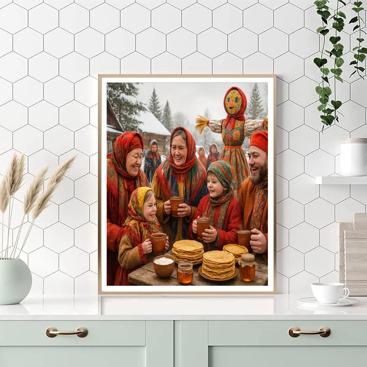 Russian Maslenitsa Pancake Festival Paint by numbers art