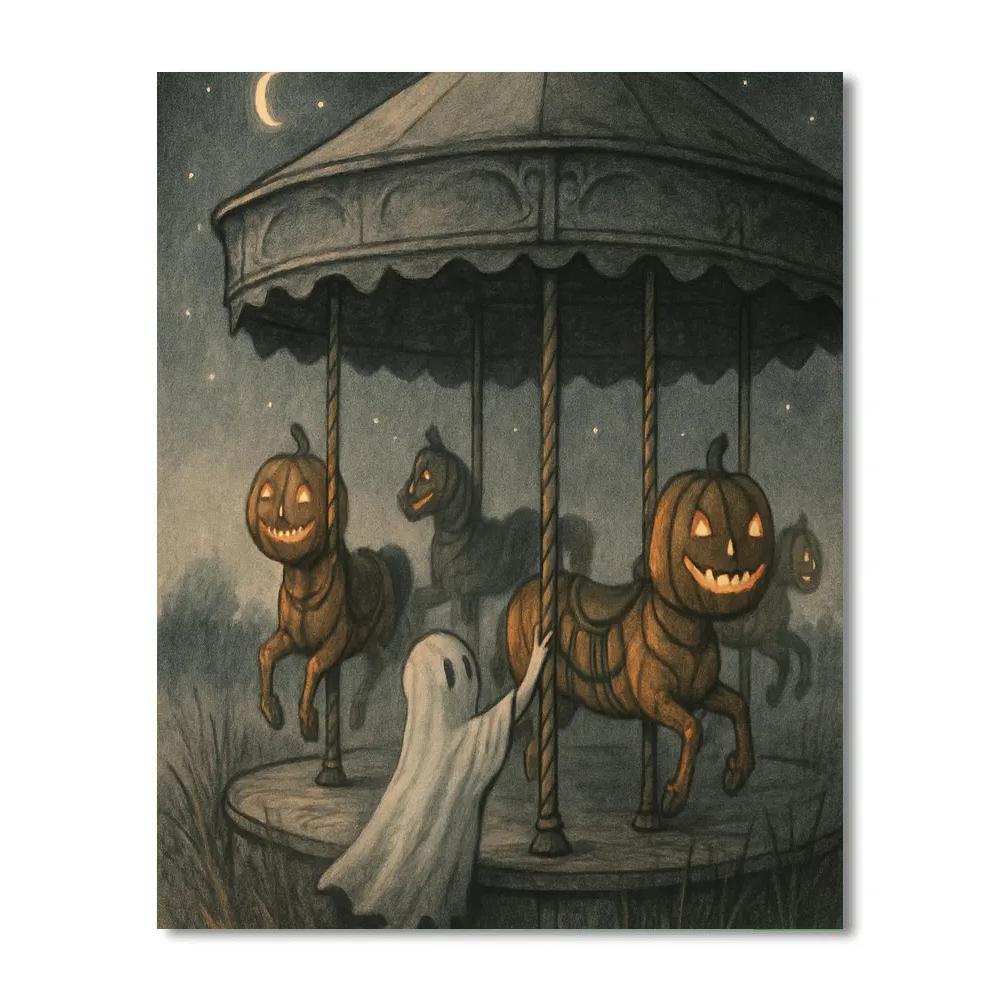 The Harvest Moon Carousel paint by number