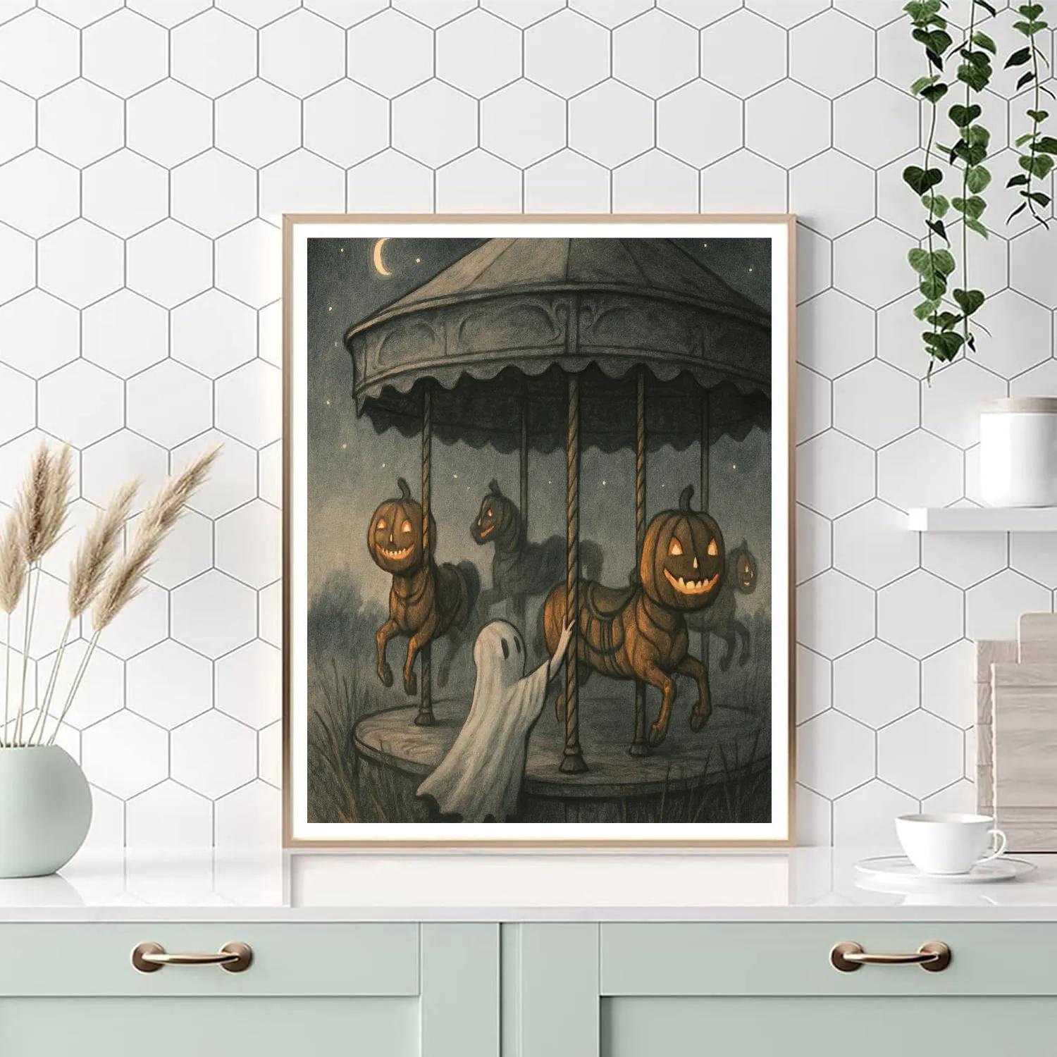 The Harvest Moon Carousel paint by number