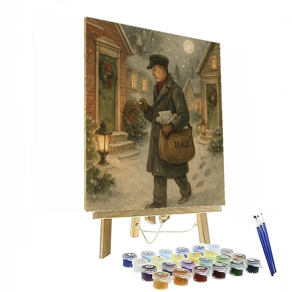 Winter Postmans Lantern Route paint by number