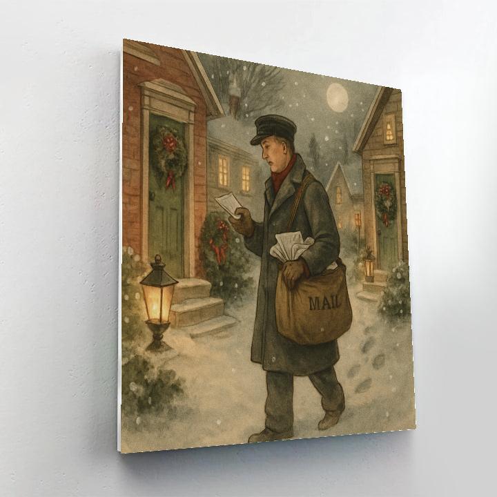 Winter Postmans Lantern Route paint by number