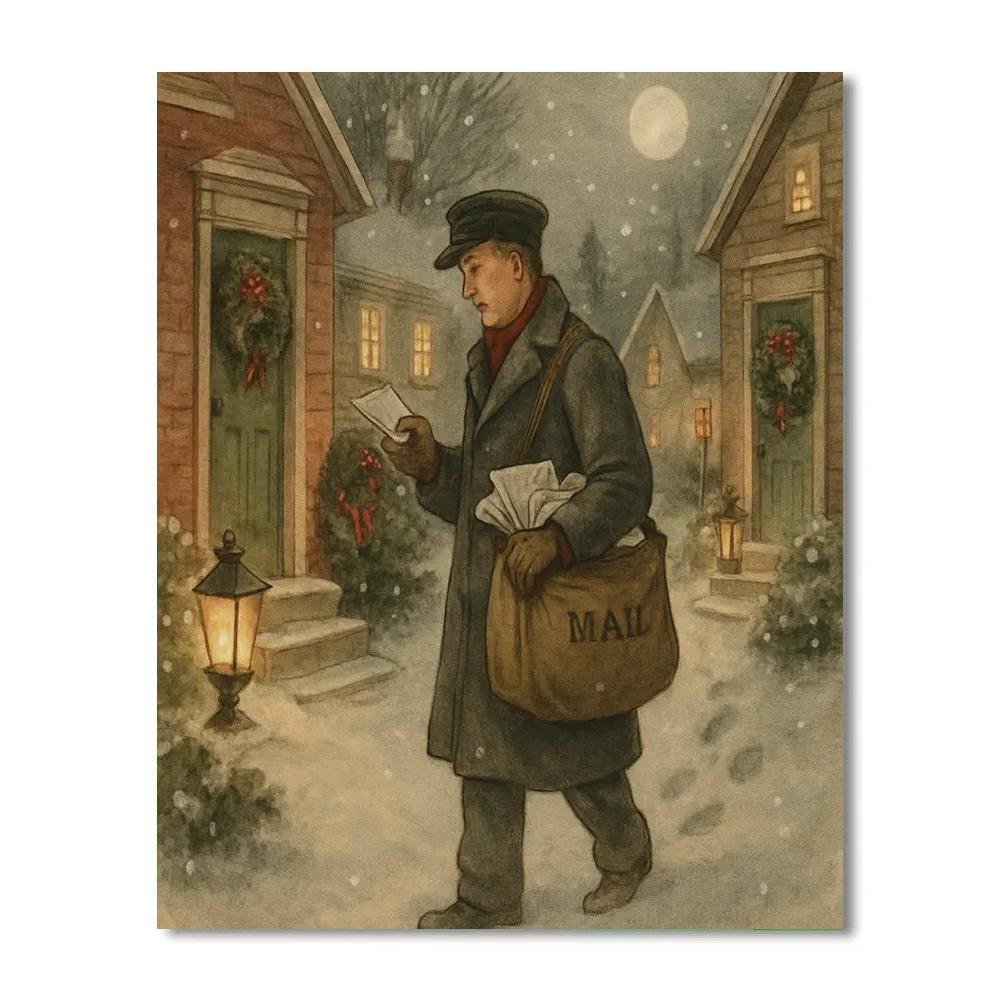 Winter Postmans Lantern Route paint by number