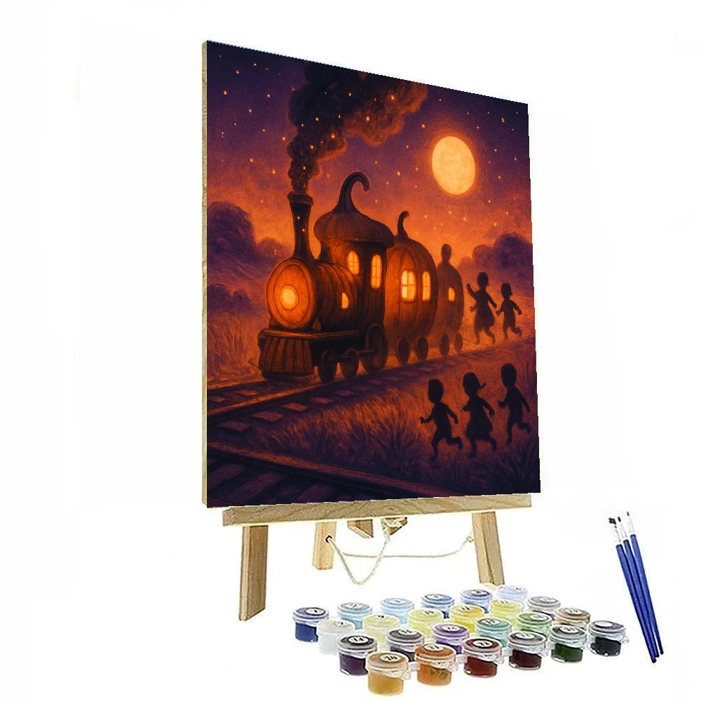 Midnight Pumpkin Train Numbered painting kits