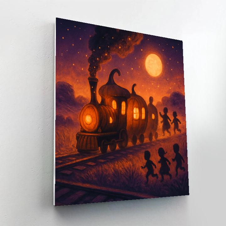 Midnight Pumpkin Train Numbered painting kits