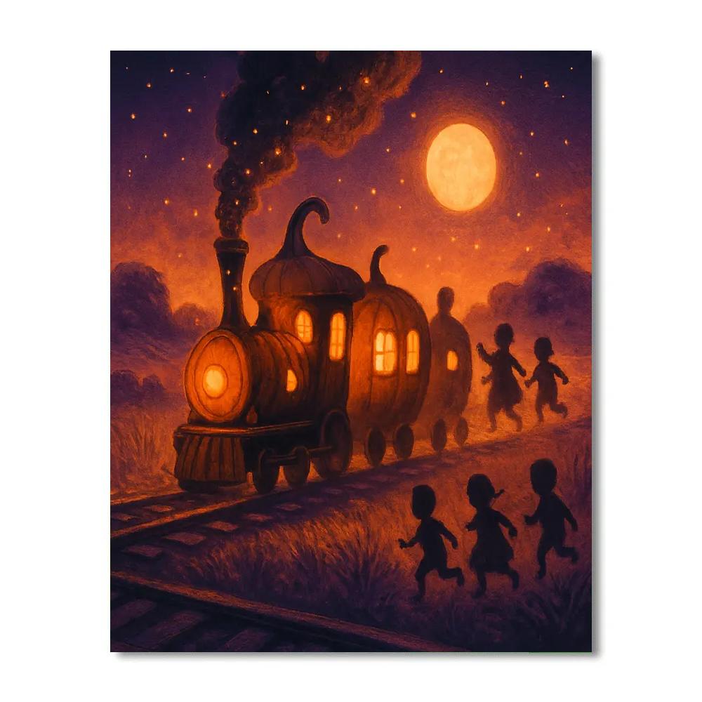 Midnight Pumpkin Train Numbered painting kits