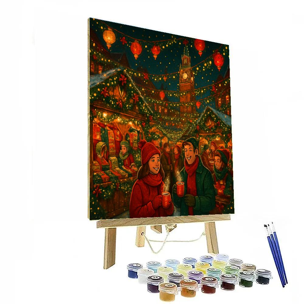 Lantern-Filled Holiday Market Square Number painting