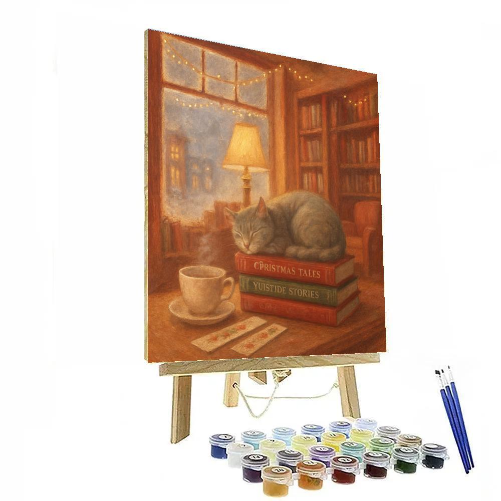 Snowy Bookshop Nook DIY paint by numbers
