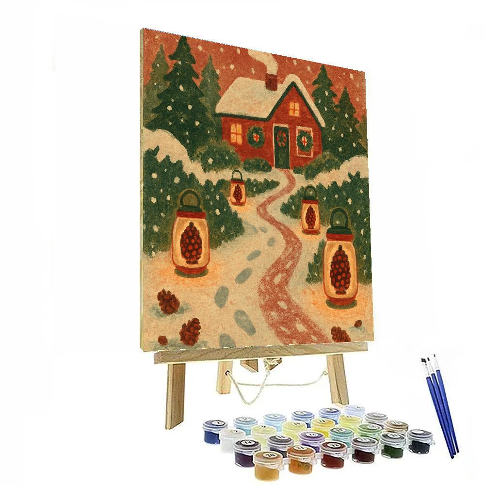 Pinecone Lantern Cottage Path paint by number