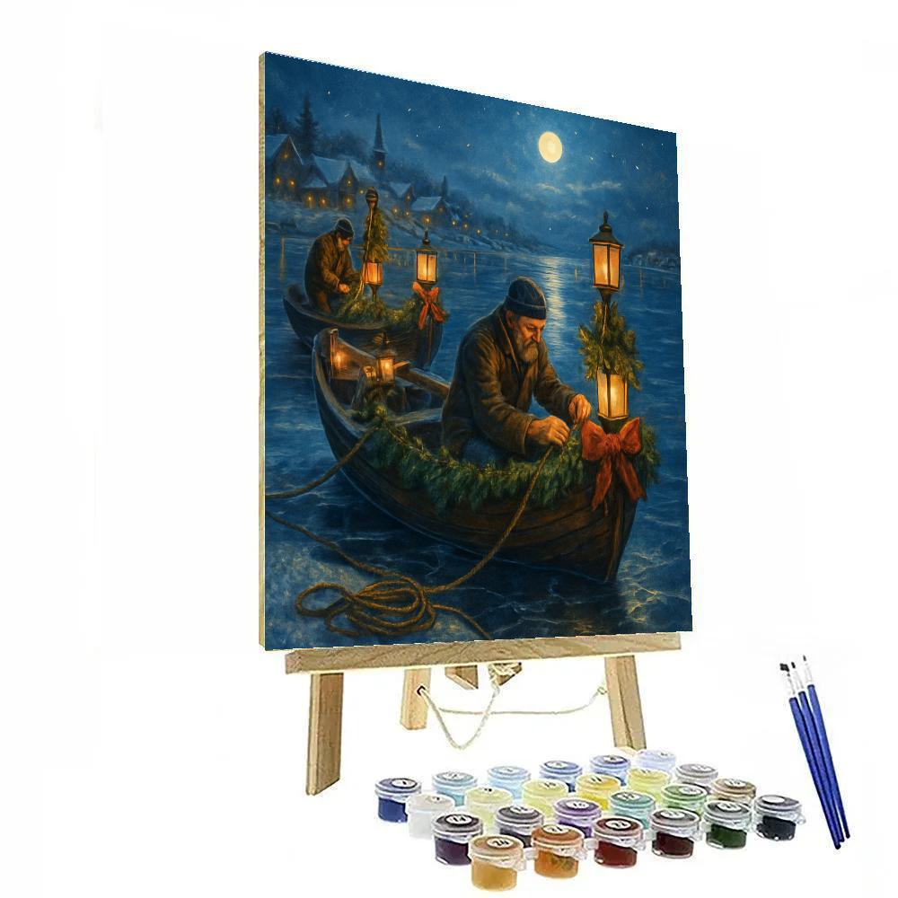 Holiday Harbor Of Lantern Ships Numbered painting kits