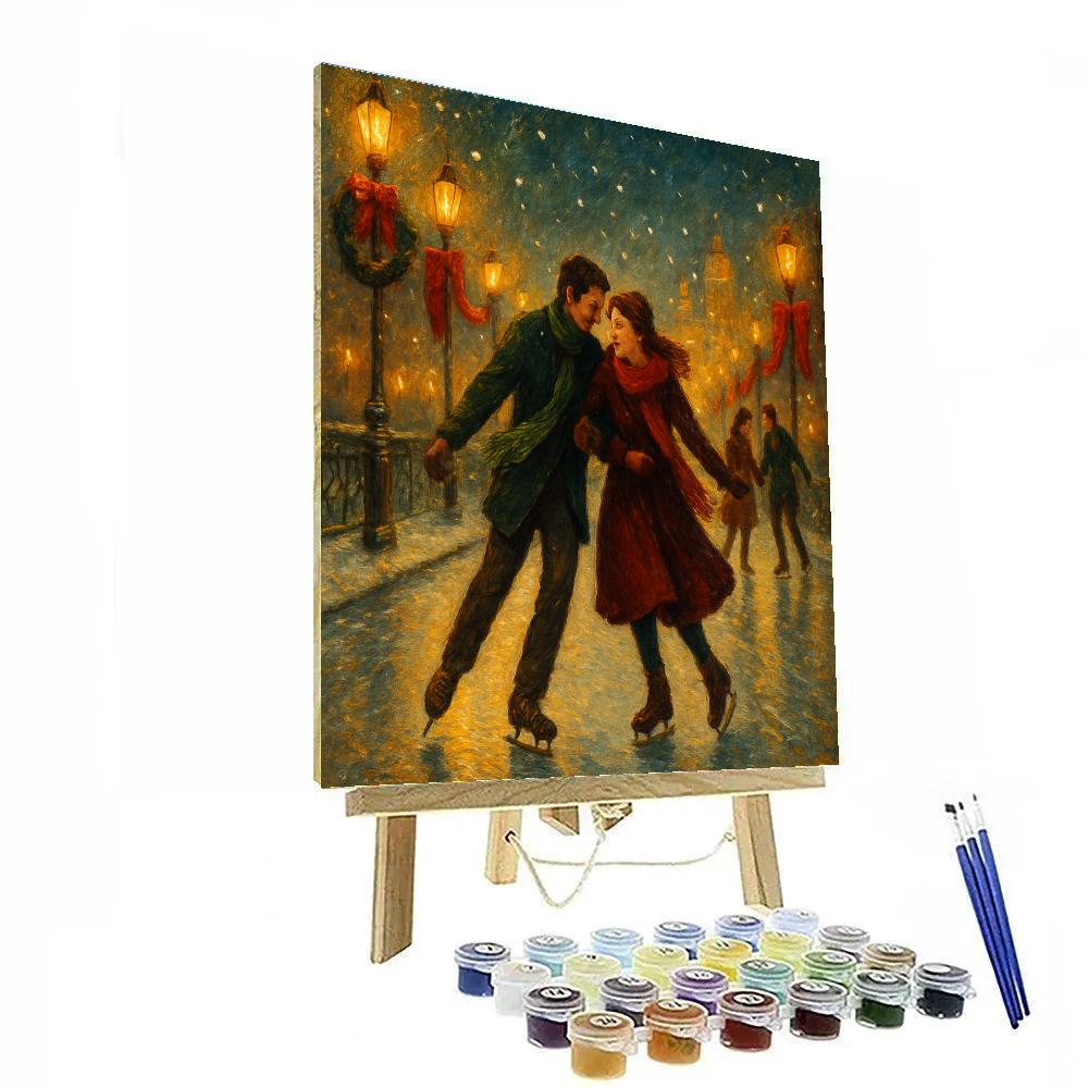 Crimson Skaters Promenade paint by number