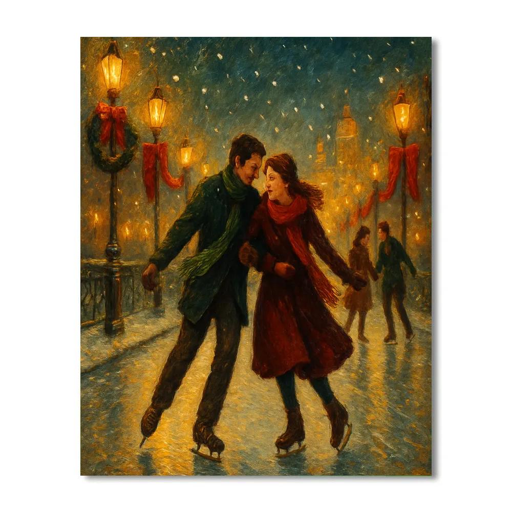 Crimson Skaters Promenade paint by number