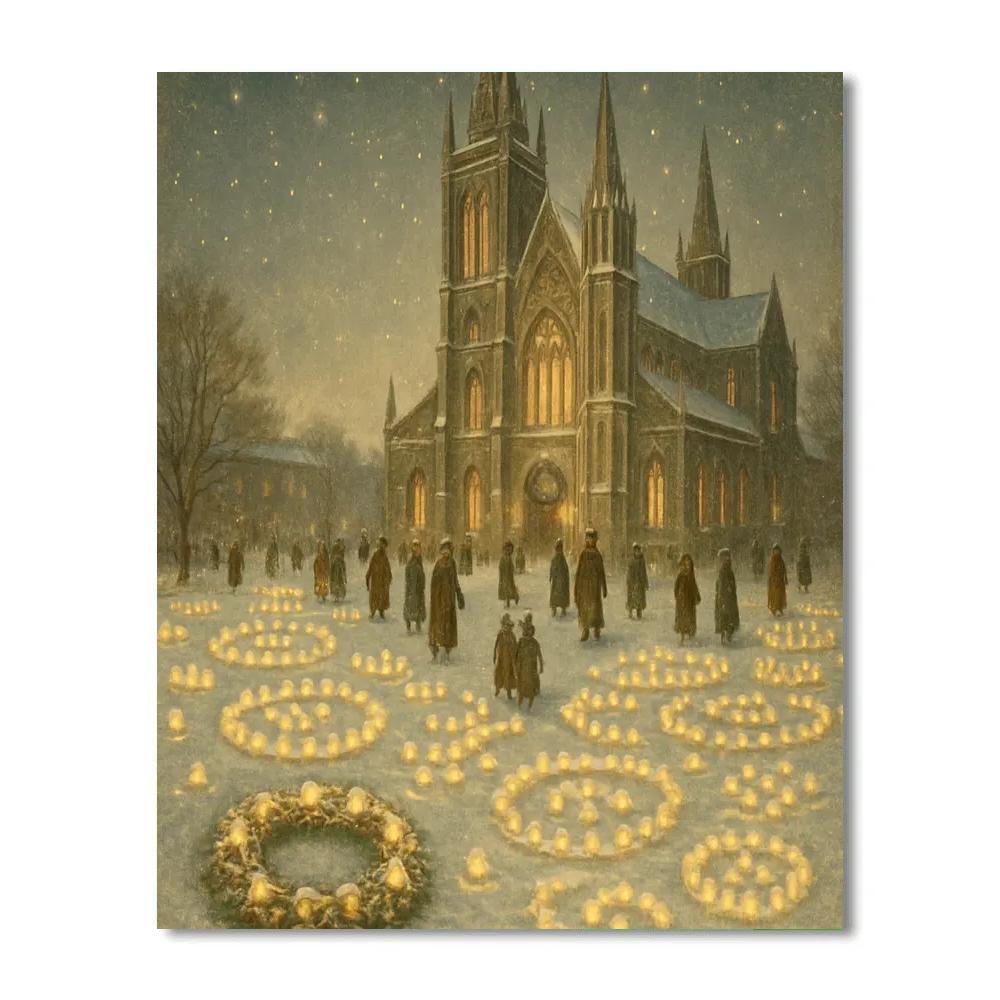 Snow Lantern Cathedral Courtyard Number painting