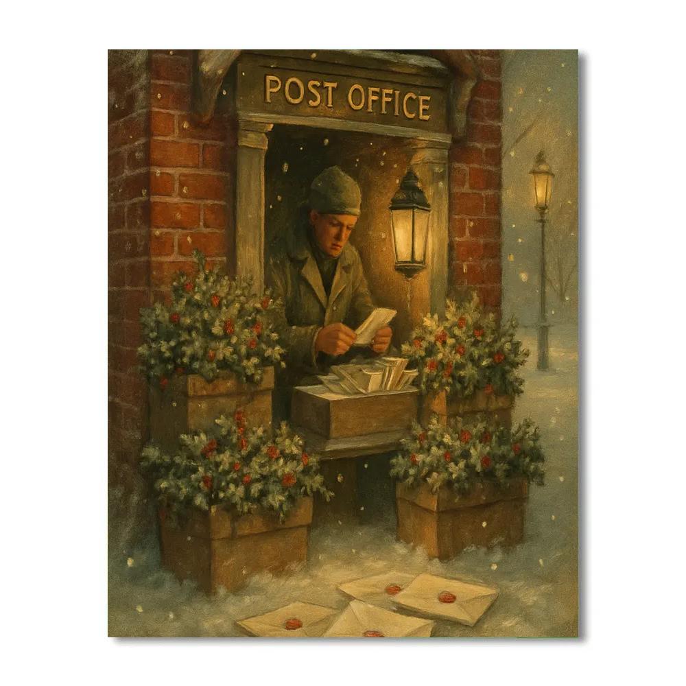 Winter Post Office Porch Numbered painting kits