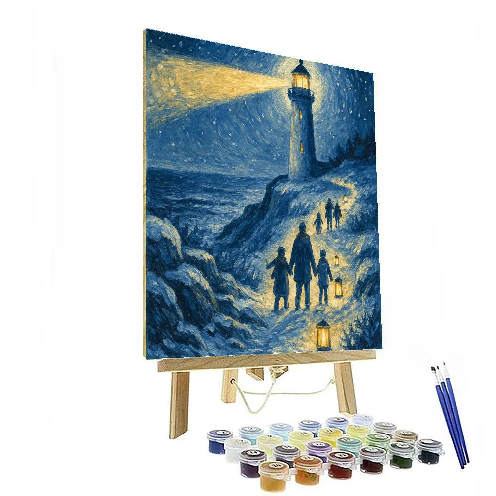 Holiday Lantern Trail To The Lighthouse Paint by numbers art