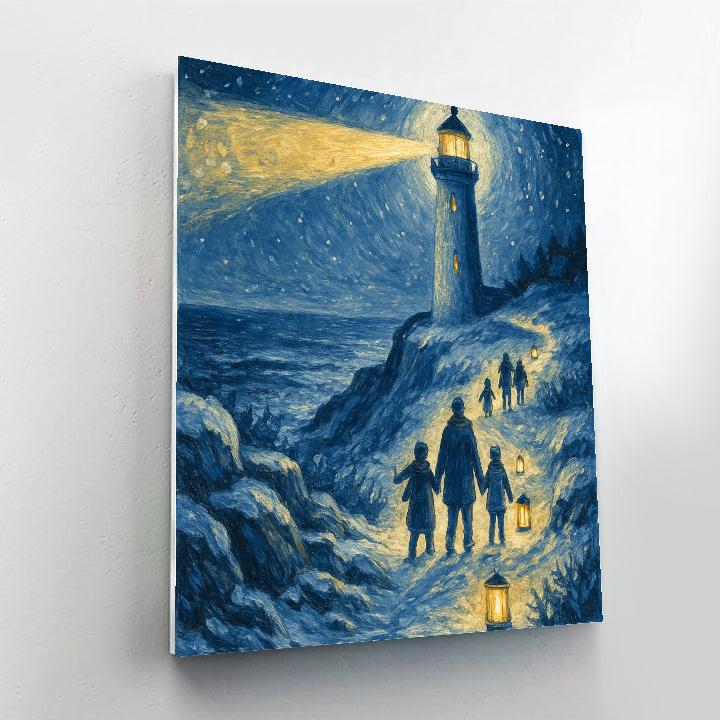 Holiday Lantern Trail To The Lighthouse Paint by numbers art