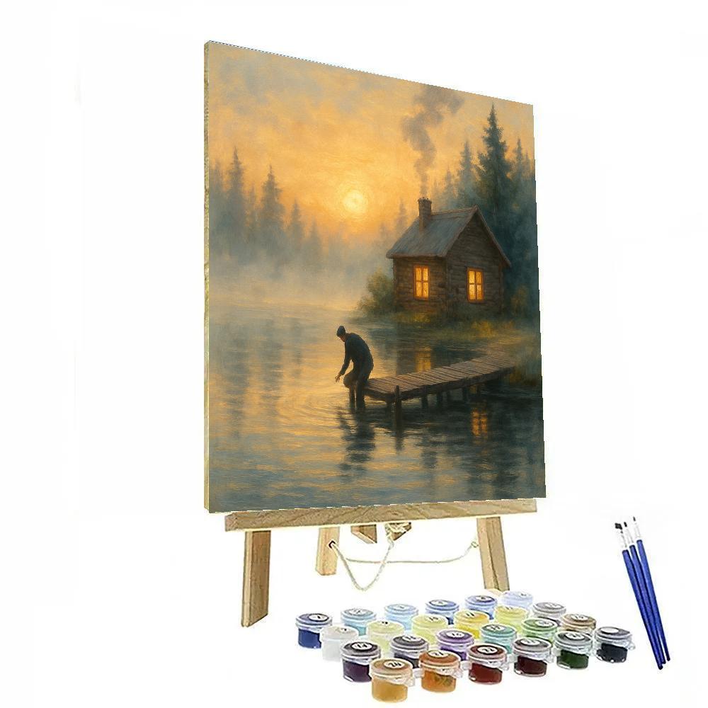 Sunrise Lake Cabin Haven Paint by numbers kits