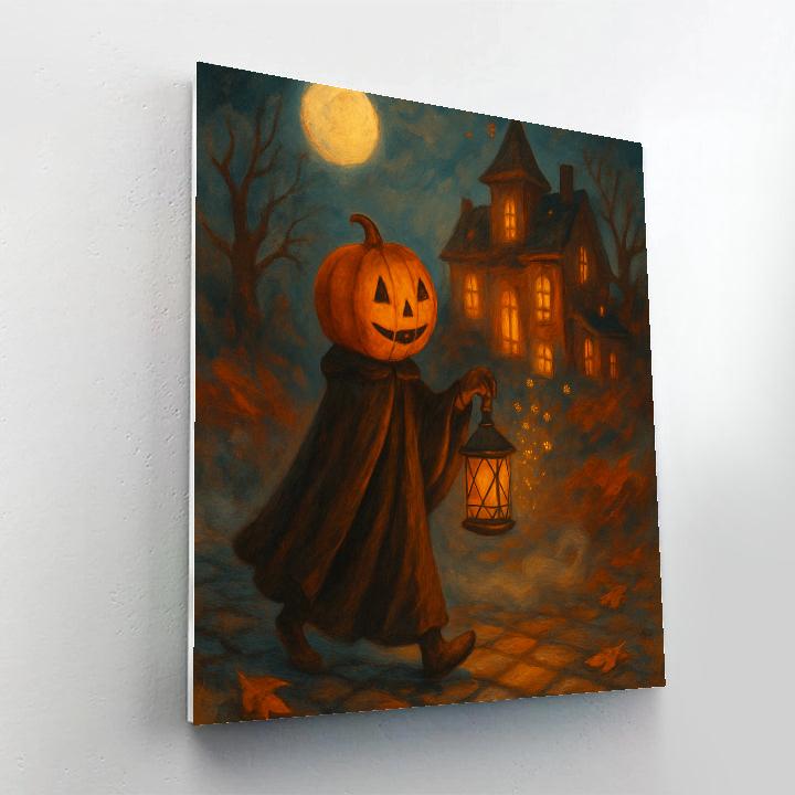 Midnight Pumpkin Lantern Stroll paint by number