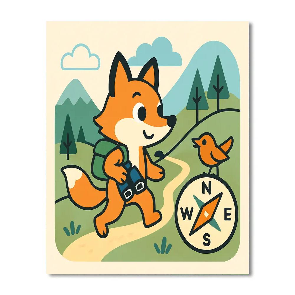 Fox With Mountain Adventure paint by numbers