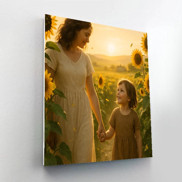 Sunflower Walk With Mom Numbered painting kits
