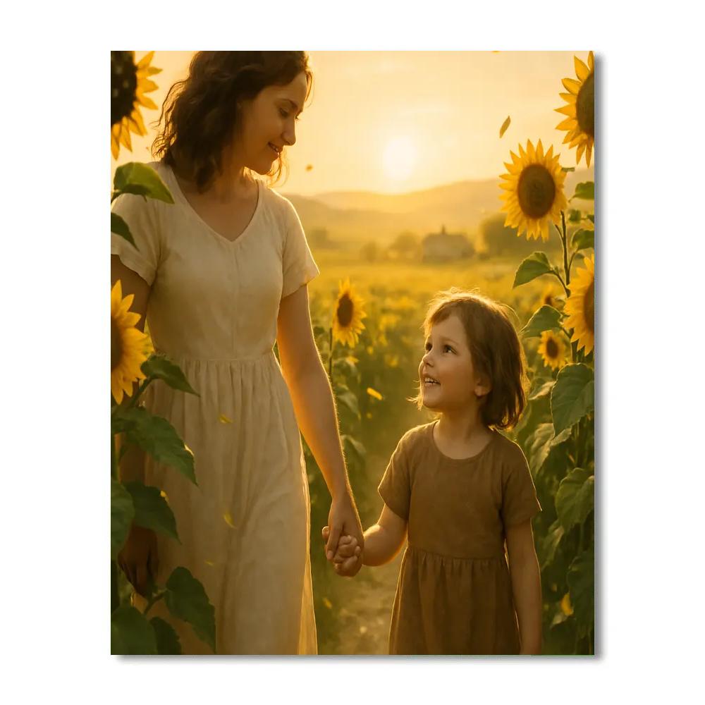 Sunflower Walk With Mom Numbered painting kits