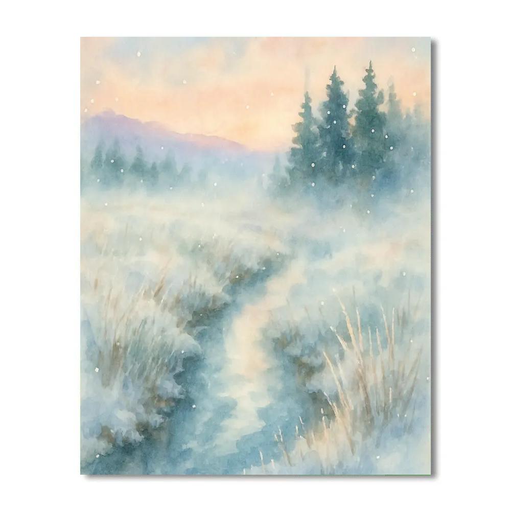 Winter Stream At Dawn Art Numbered painting kits