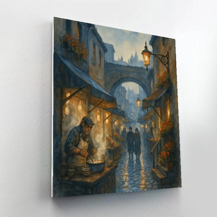 Midnight Market Alley Number painting