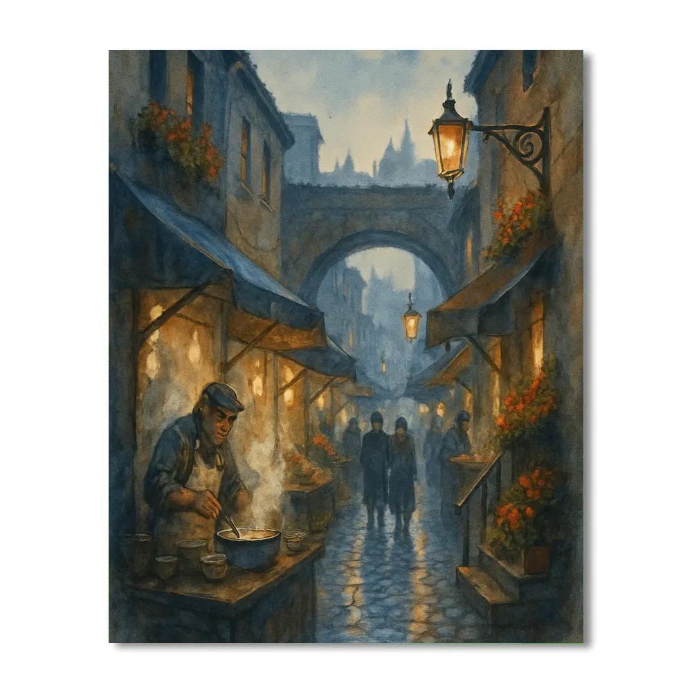 Midnight Market Alley Number painting