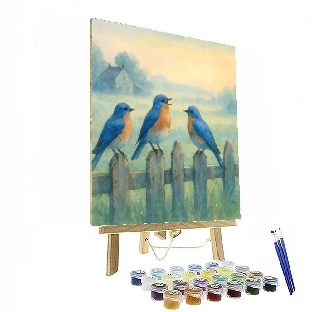 Bluebird Fence Morning Numbered painting kits