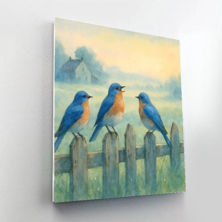 Bluebird Fence Morning Numbered painting kits