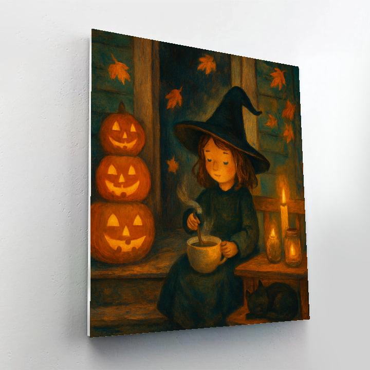 Cozy Witchs Tea On A Moonlit Porch paint by number