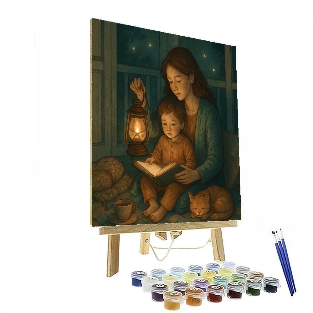 Mom Reading Lantern Stories painting number kit