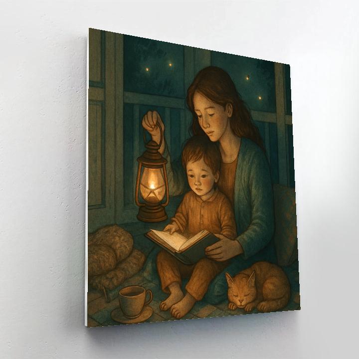Mom Reading Lantern Stories painting number kit