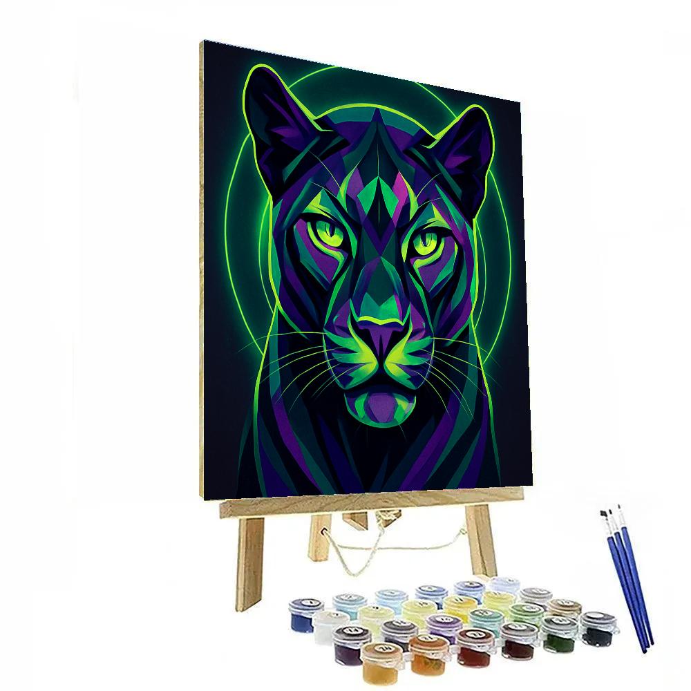 Geometric Panther Mask Numbered painting kits
