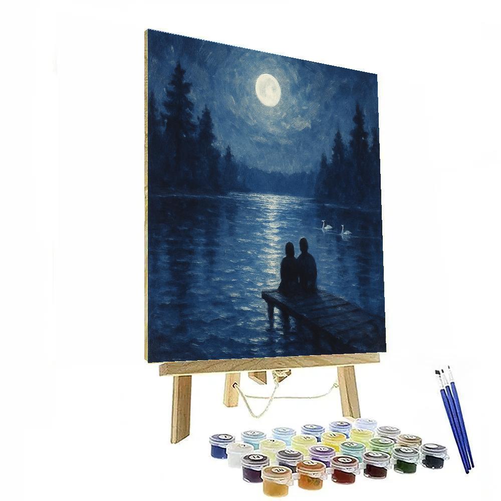 Quiet Moonlit Lake paint by color