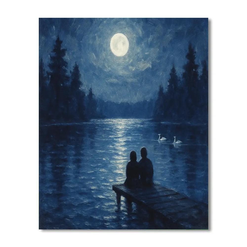 Quiet Moonlit Lake paint by color