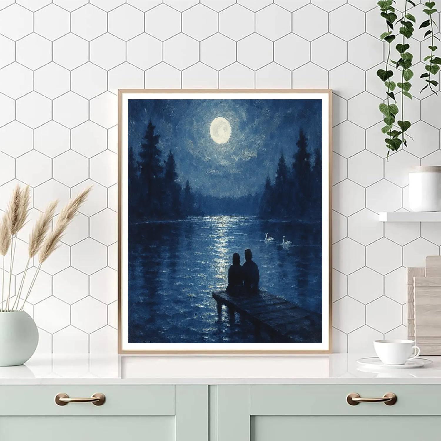Quiet Moonlit Lake paint by color