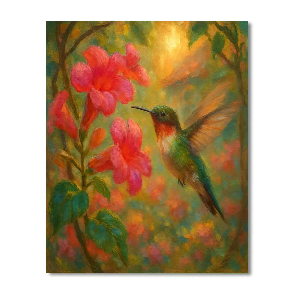 Hummingbird Garden Painted Cozy painting number kit