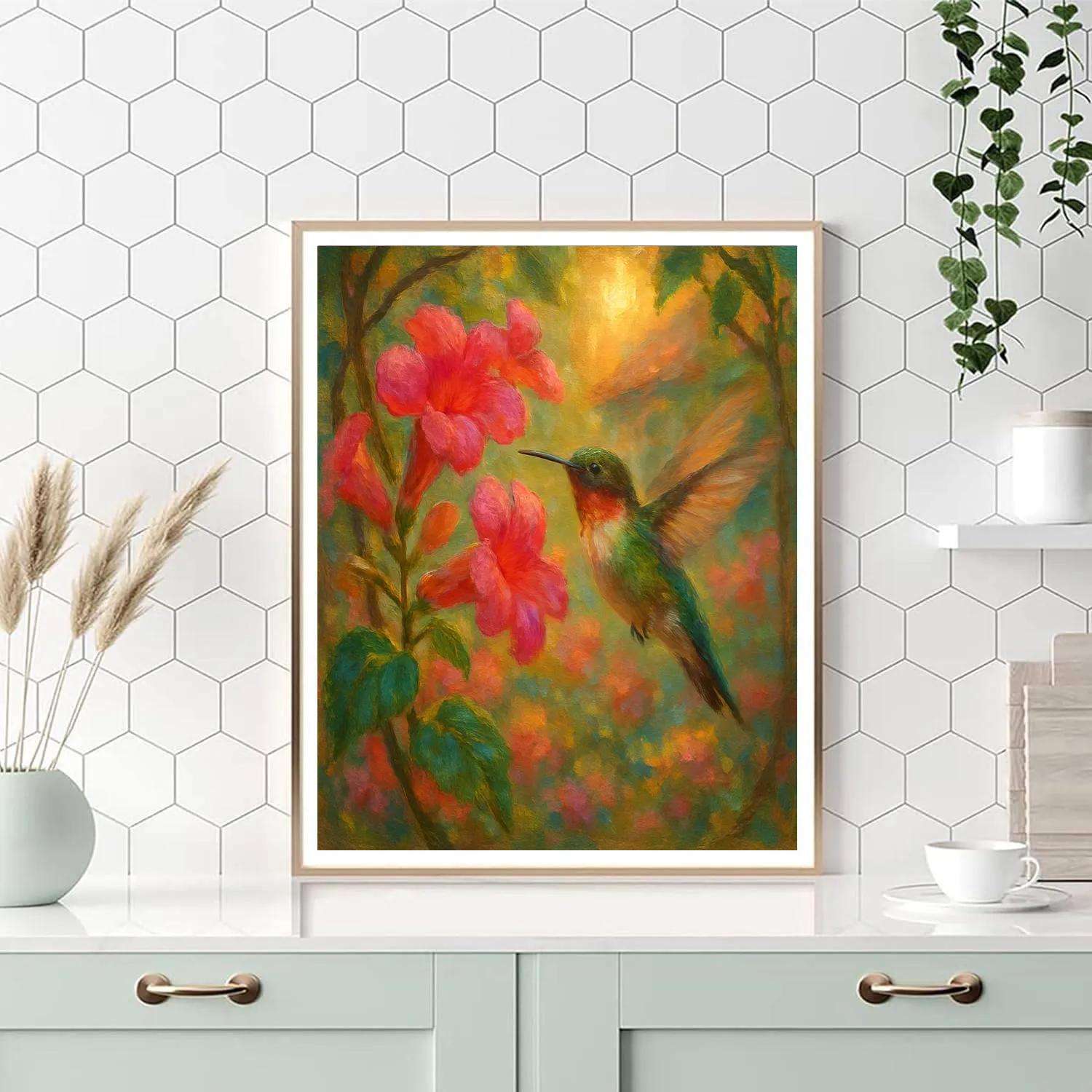 Hummingbird Garden Painted Cozy painting number kit