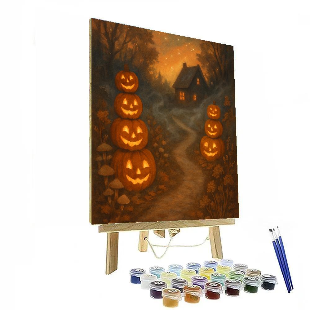 Rustic Jack O Lantern Garden Path paint by color