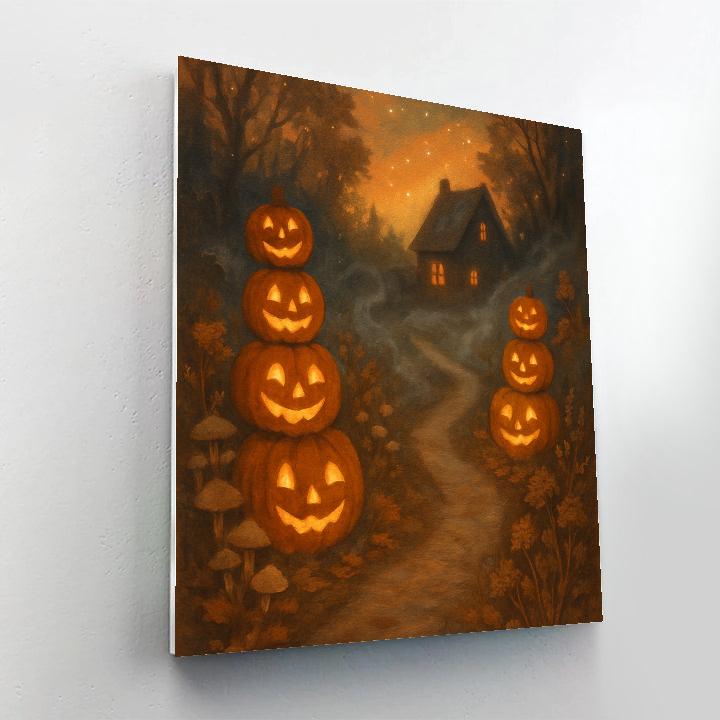 Rustic Jack O Lantern Garden Path paint by color
