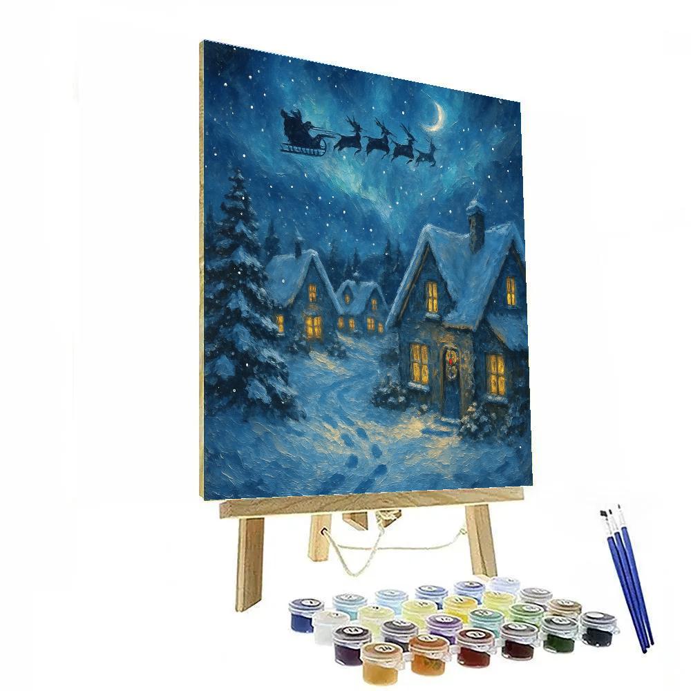 Midnight Snowfall Village Holiday Numbered painting kits