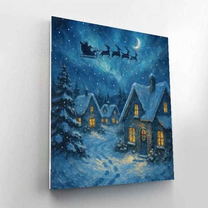 Midnight Snowfall Village Holiday Numbered painting kits